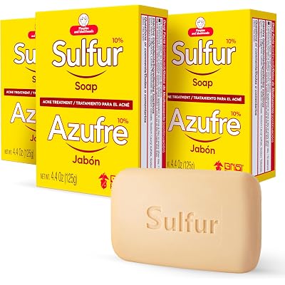 Biosulfur Grisi Acne Treatment Soap: Deep Cleansing, Acne-Fighting, Reduces Inflammation, Prevents Breakouts, Blackheads, Excess Oil, Sulfur Soap Bar, 4.4 oz, 3-Pack