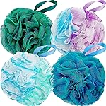 Fu Store Loofah Sponge Shower Loofahs 70g Bath Sponges Mesh Balls 4 Multi Color for Body Scrubber Exfoliator Wash Back Scrubbers Bathroom Men Women 4 Pack Cleaning Bathing Accessories