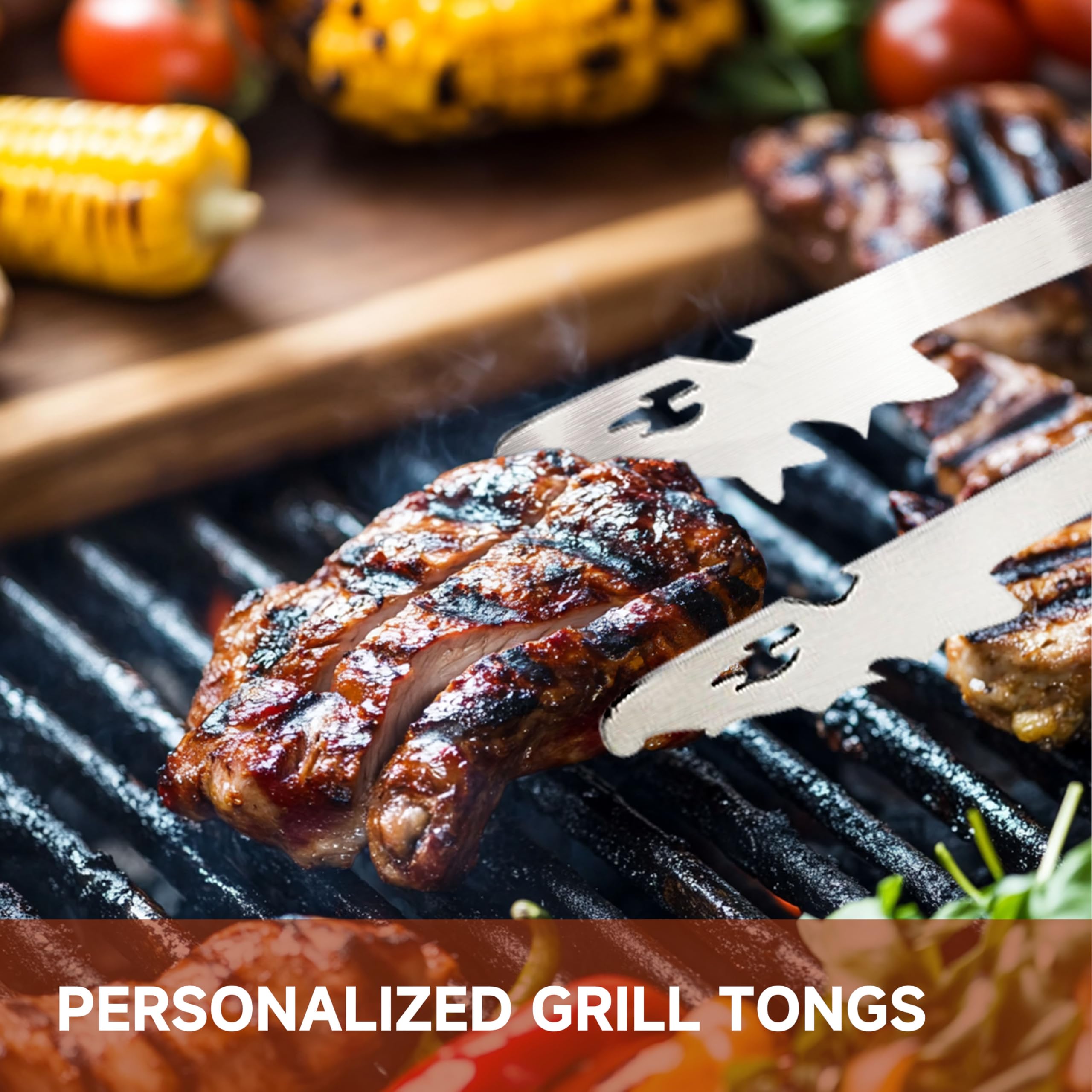 Set Utensili Barbecue 3 Pezzi in Acciaio Inox con Manici in Legno, Accessori BBQ con Paletta, Pinza e Forchettone, per Barbecue, Campeggio e Cucina
