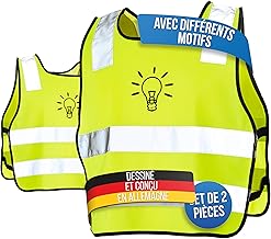 LauterSchutz® Safety Vest [Pack of 2] for Children (5-12 Years) for Better Visibility Day and Night on the Way to School, Cycling, Sports and Road Traffic (Bulb)
