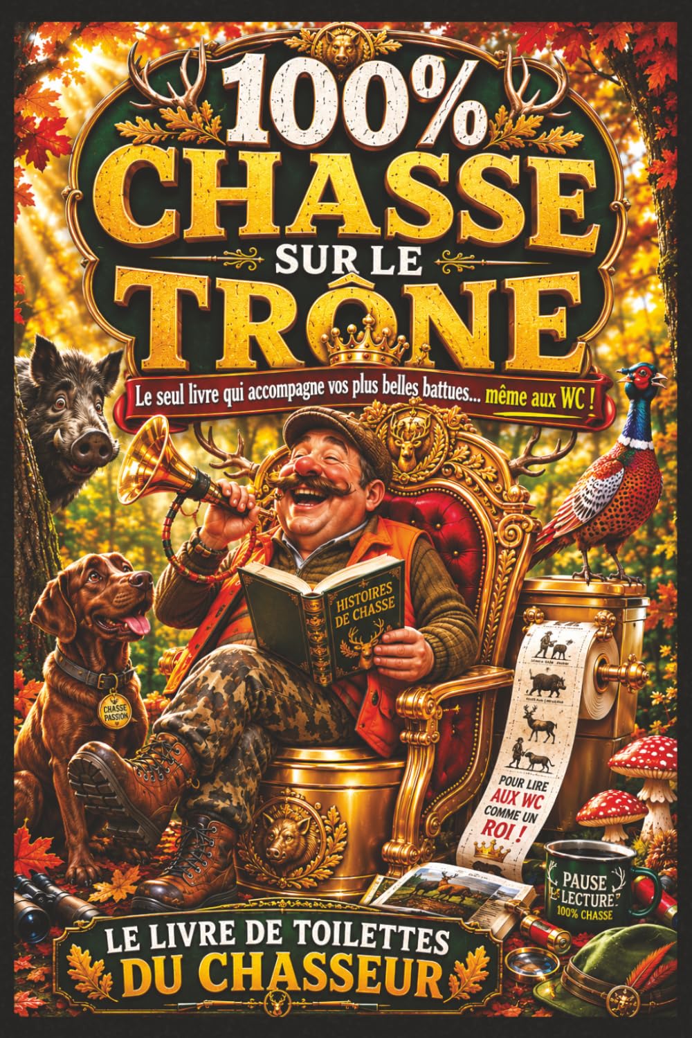 100 % CHASSE SUR LE TRÔNE: Le Livre de Toilettes du Chasseur : Quiz, Révisions du Permis de Chasser, QCM, Anecdotes, Histoires Insolites, Records, Traditions et Culture Chasse
