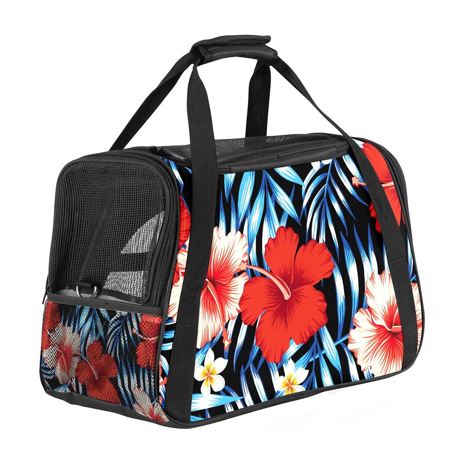 Sac de transport pour chat et chien imprimé fleurs rouges