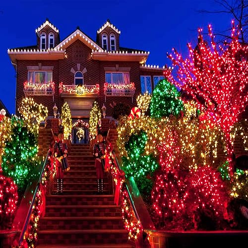Miniatura 8 de kemooie Paquete de 2 240 luces LED solares rojas de 78.7 pies, 8 modos de parpadeo, impermeables, para exteriores, funciona con energía solar, para