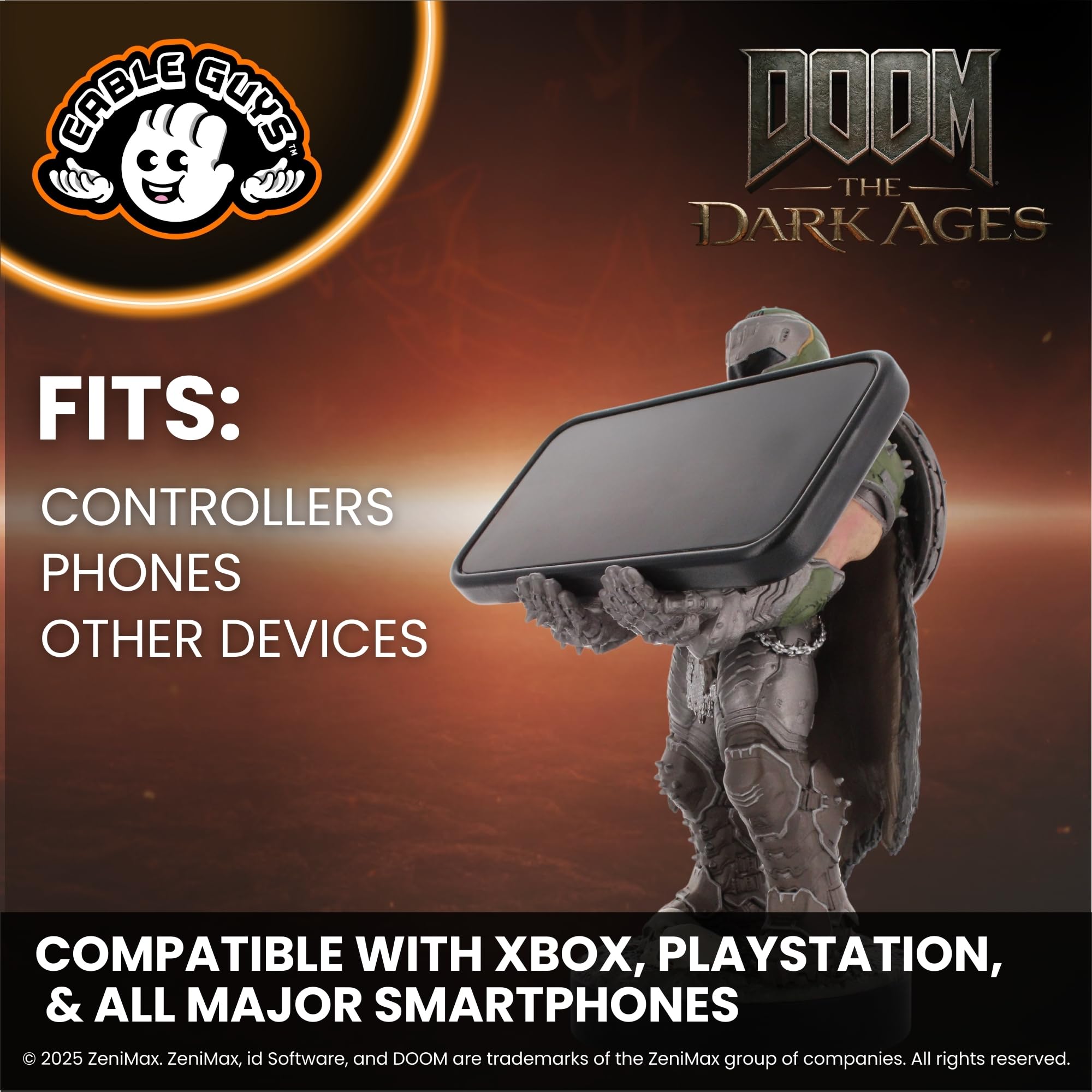 Cableguys Doomslayer Controller Holder & Phone Stand - Gaming Accessories for Room and Desk Setup, Holder Compatible with Xbox, PlayStation & Most Standard Game Controllers - 5