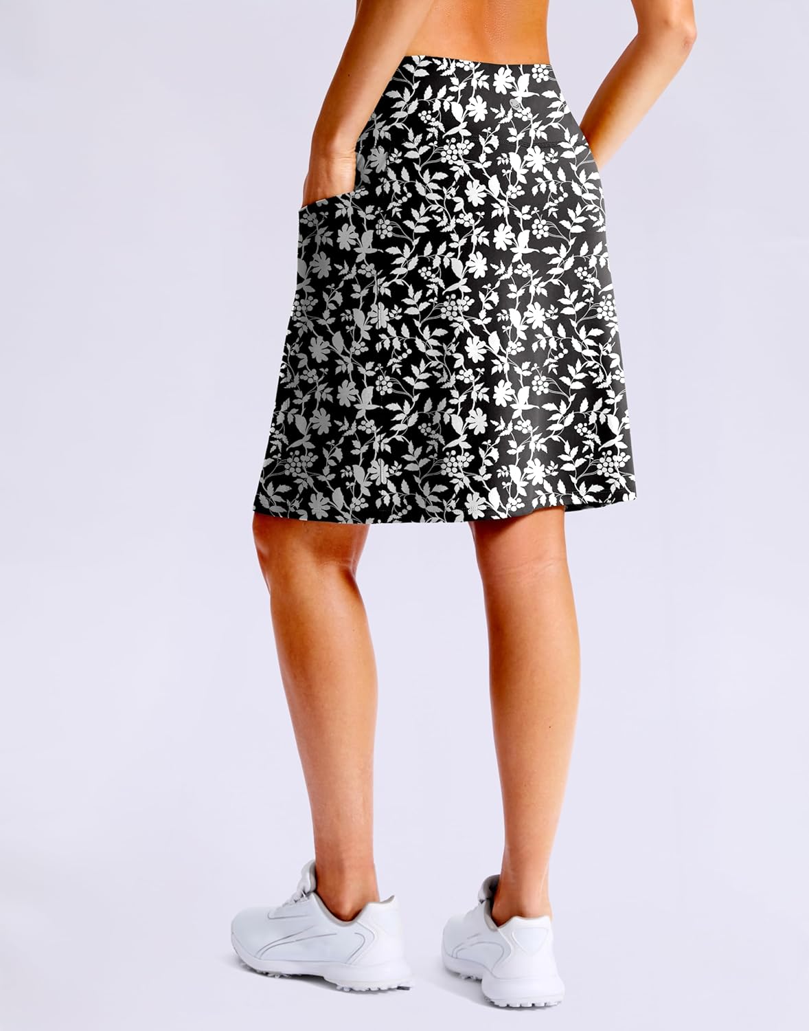 G Gradual Women's 20" Knee Length Golf Skirt Skort 4 Side Pockets Stretch High Waisted Tummy Control Skirt with Short - Image 2