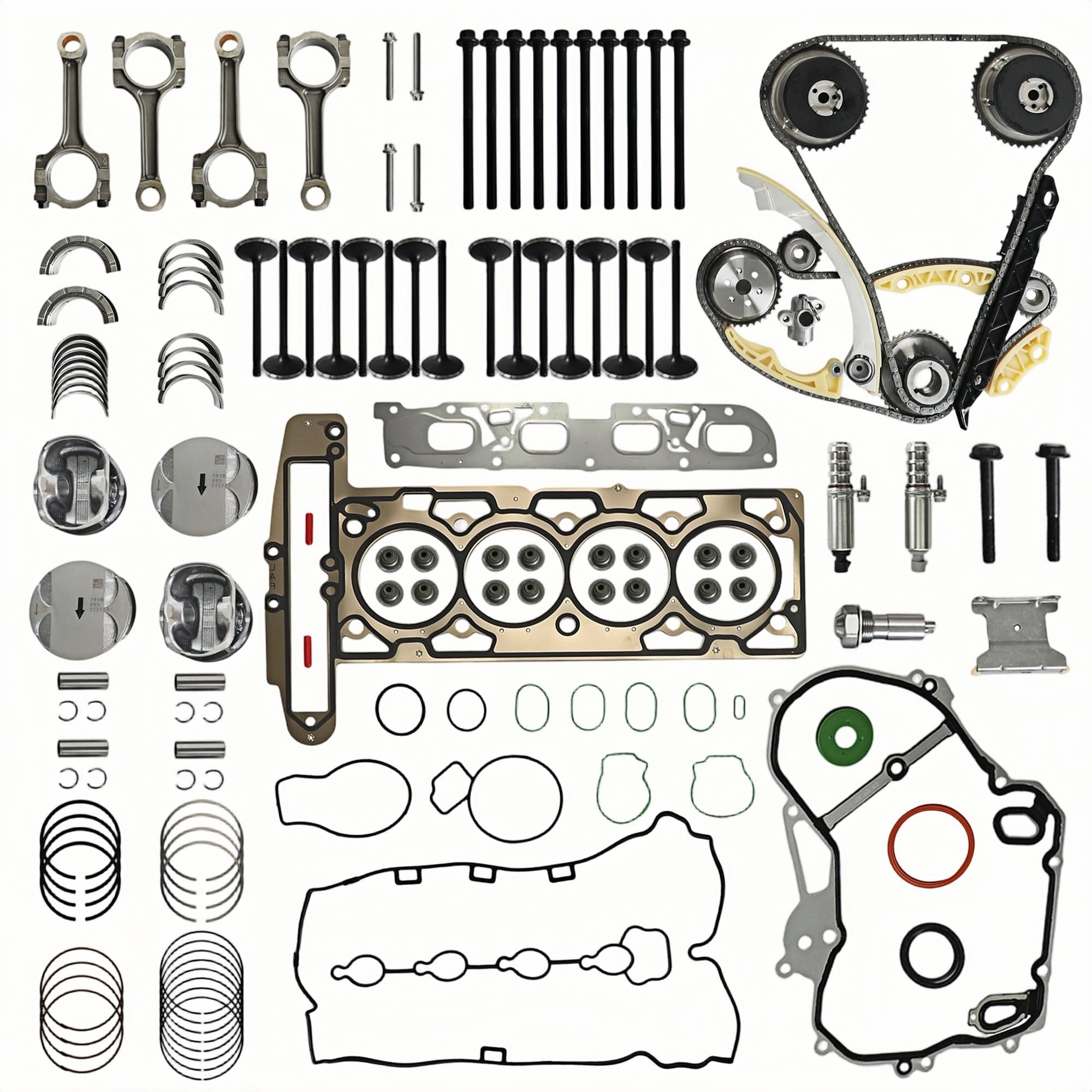 2.4 Engine Rebuild Kit Timing Chain VVT Piston Fit For Chevy Buick GM 11-17