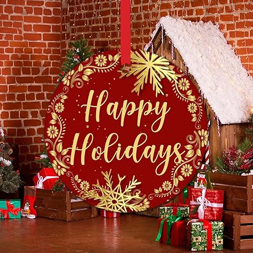 Miniatura 13 de Tree Decoration Ornaments Merry Christmas Y'all Ceramic Ornament Xmas Keepsake Gold Snowflake Ball Wreath Christmas Decor Welcome Winter Xmas