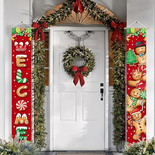 Miniatura 17 de Ivenf Juego de carteles de Navidad para porche, pancartas verdes, decoraciones colgantes de Navidad para el hogar, exterior, interior, pared, puerta