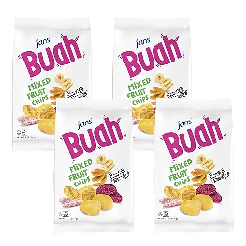 Jans Buah - Chips de frutas mixtas de 7 onzas (paquete de 4)