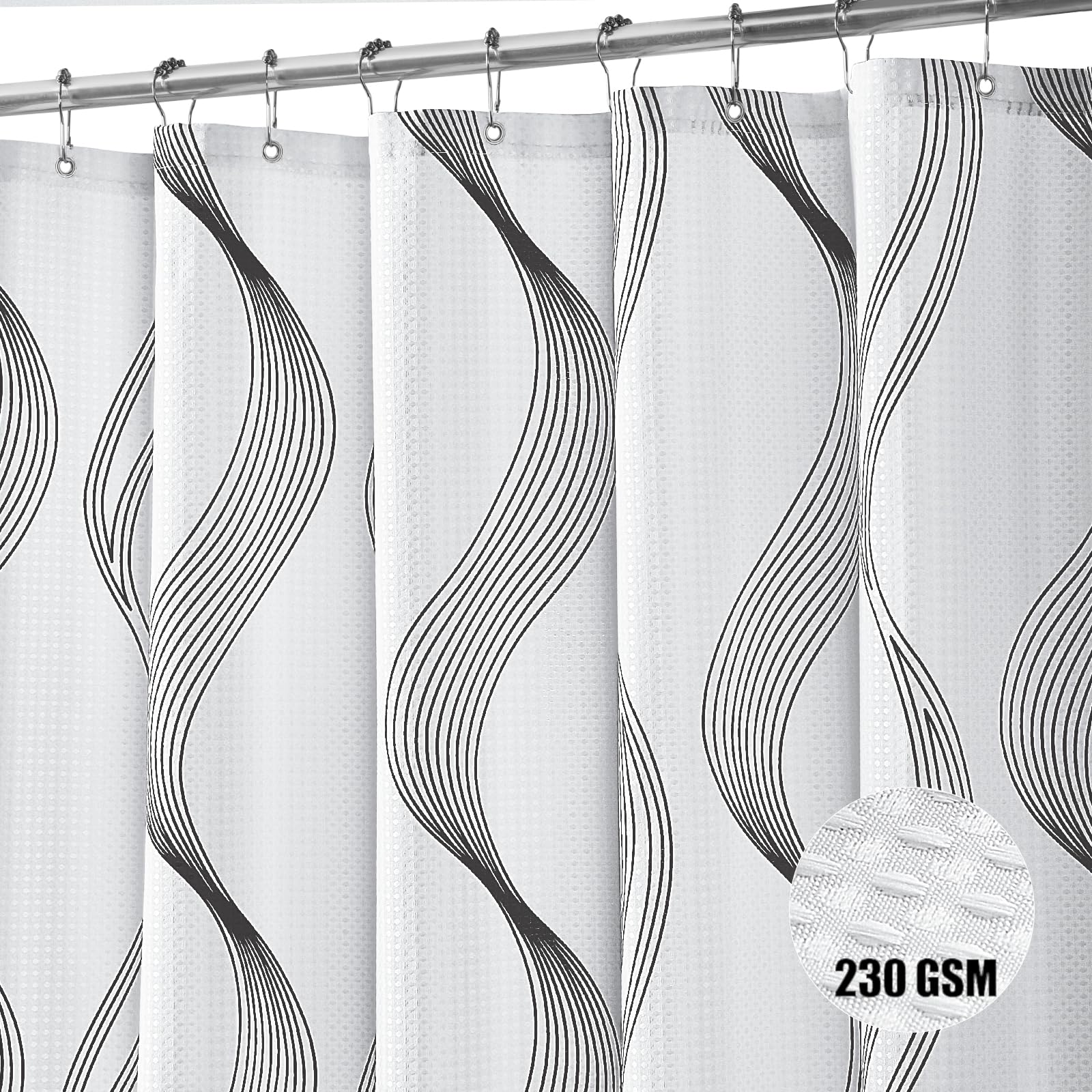 Dark Grey And White Shower Curtain