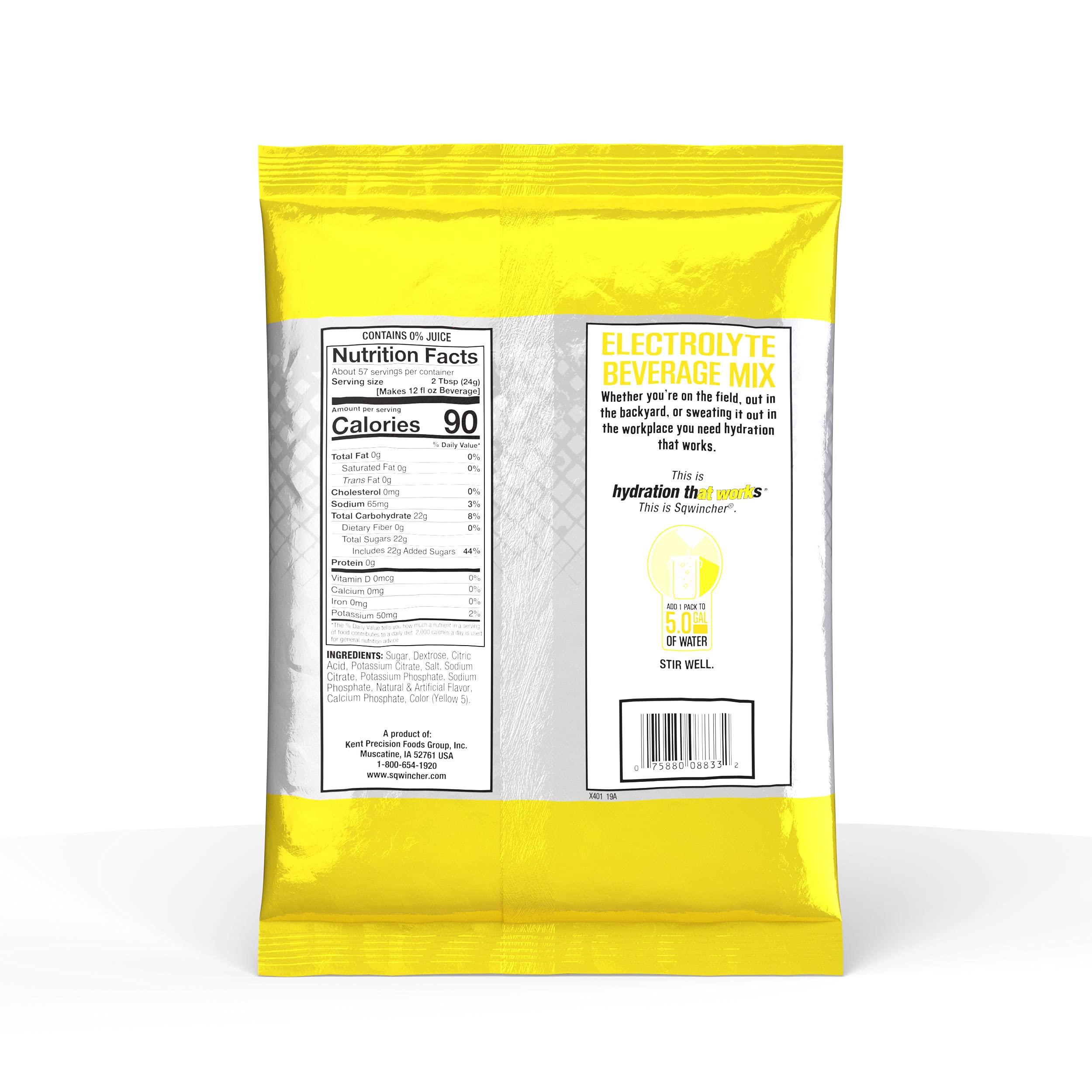 Sqwincher Powder Pack, Lemonade Flavor Electrolyte Drink Concentrate, 47.66 oz Packet (Pack of 16)