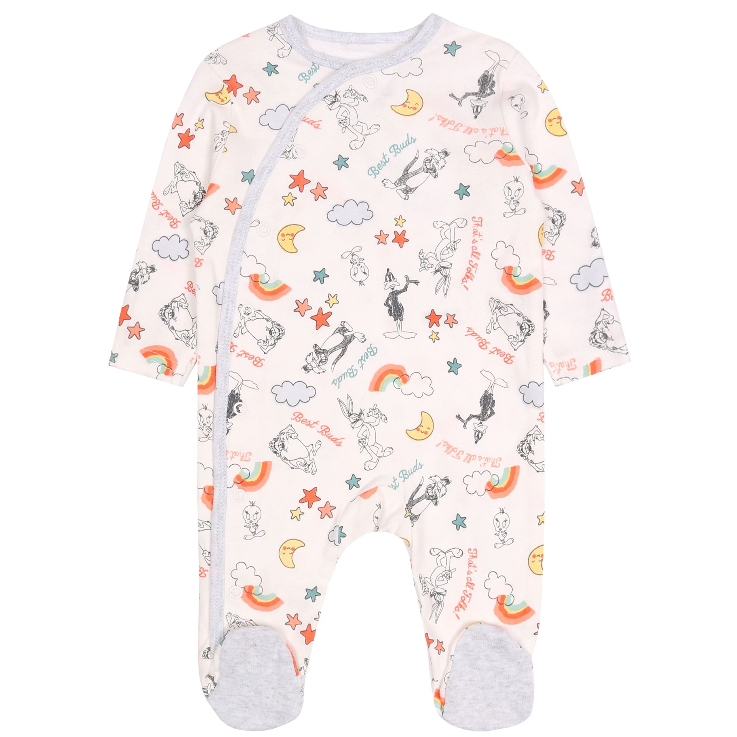 sarcia.eu Ensemble pyjama, bonnet et bavoir de couleurs grise et blanche Bugs Bunny DISNEY OEKO-TEX