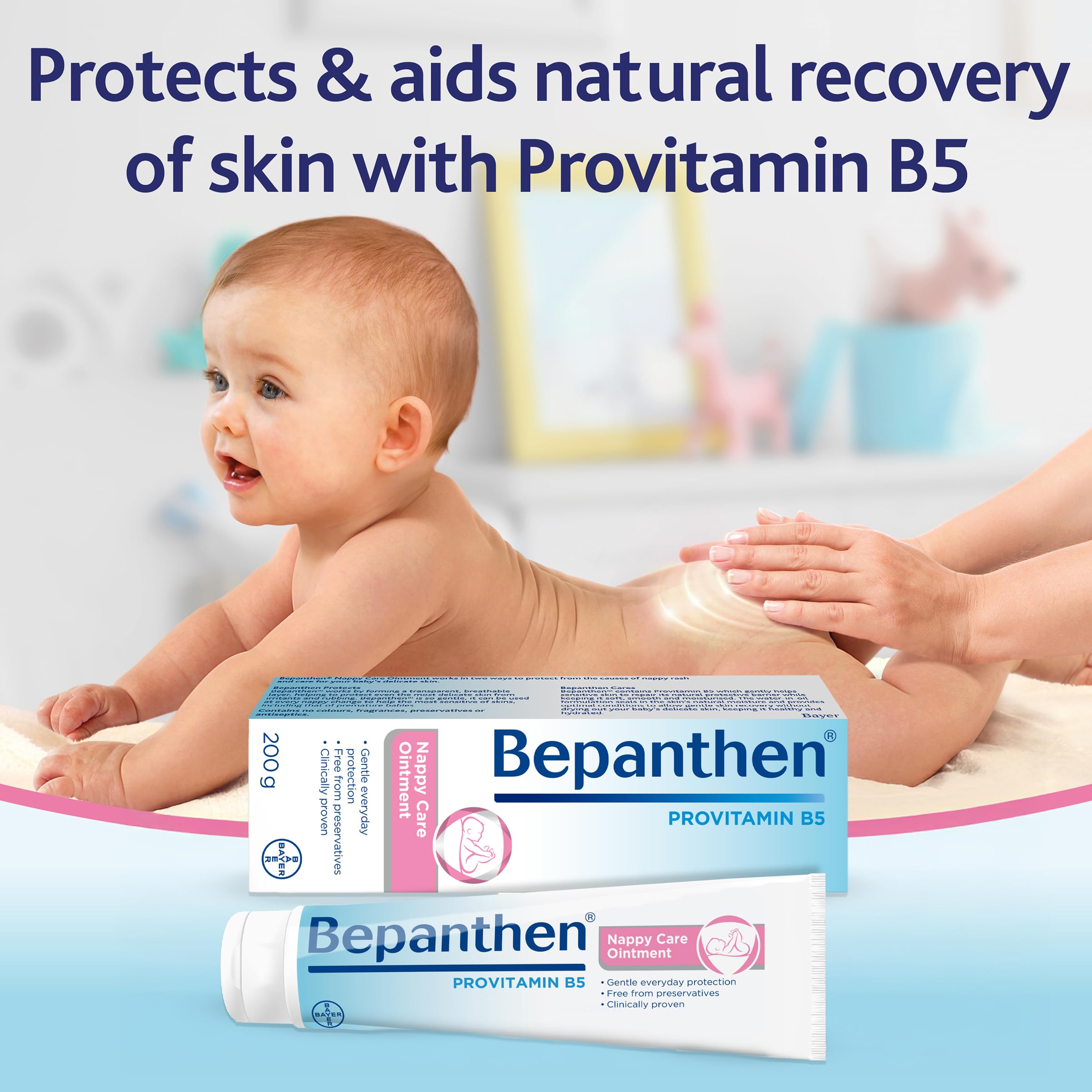 Bepanthen Cream - 200g - Nappy Rash Ointment - Gentle Barrier Care for Babies with Lanolin - Soothing Treatment for Newborn Skin - Image 2