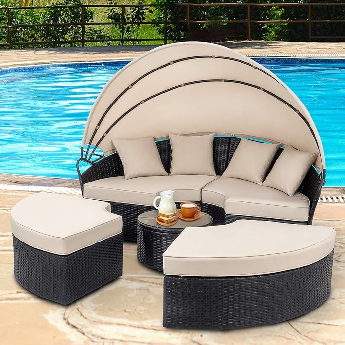 Buy JY QAQA Patio Furniture Outdoor Lawn Backyard Poolside Garden Round