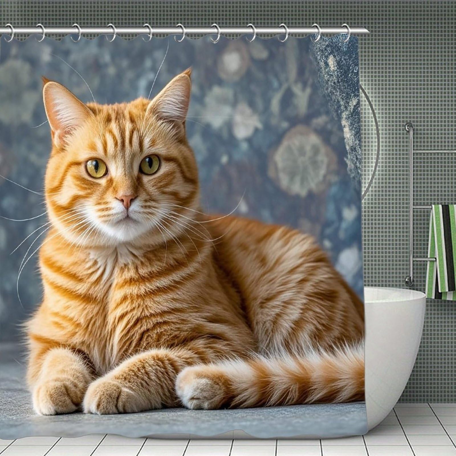 FekiLoot Cat Shower Curtain Minimalist Thick Bathroom Curtain Washable Modern Bathroom Shower Curtain Heavy Duty Waterproof Cloth Bath Curtain with Hooks 70.8"x70.8"
