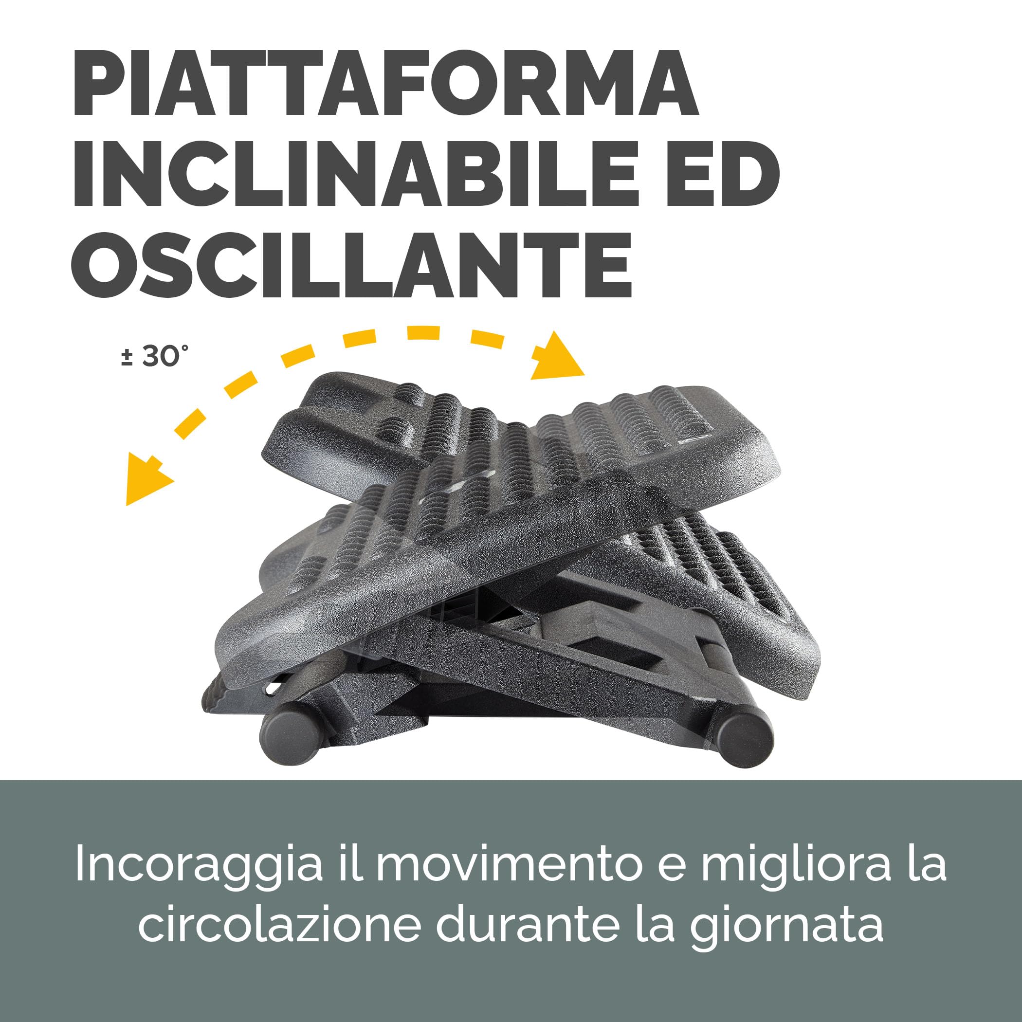 Fellowes Everyday Plus Poggiapiedi ergonomico con base antiscivolo - Poggiapiedi da scrivania - Sgabello poggiapiedi per ufficio e casa - Nero