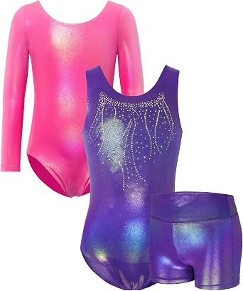Bundle of Purple and Black Girls Gymnastics Leotards Size 5-6 Years Old