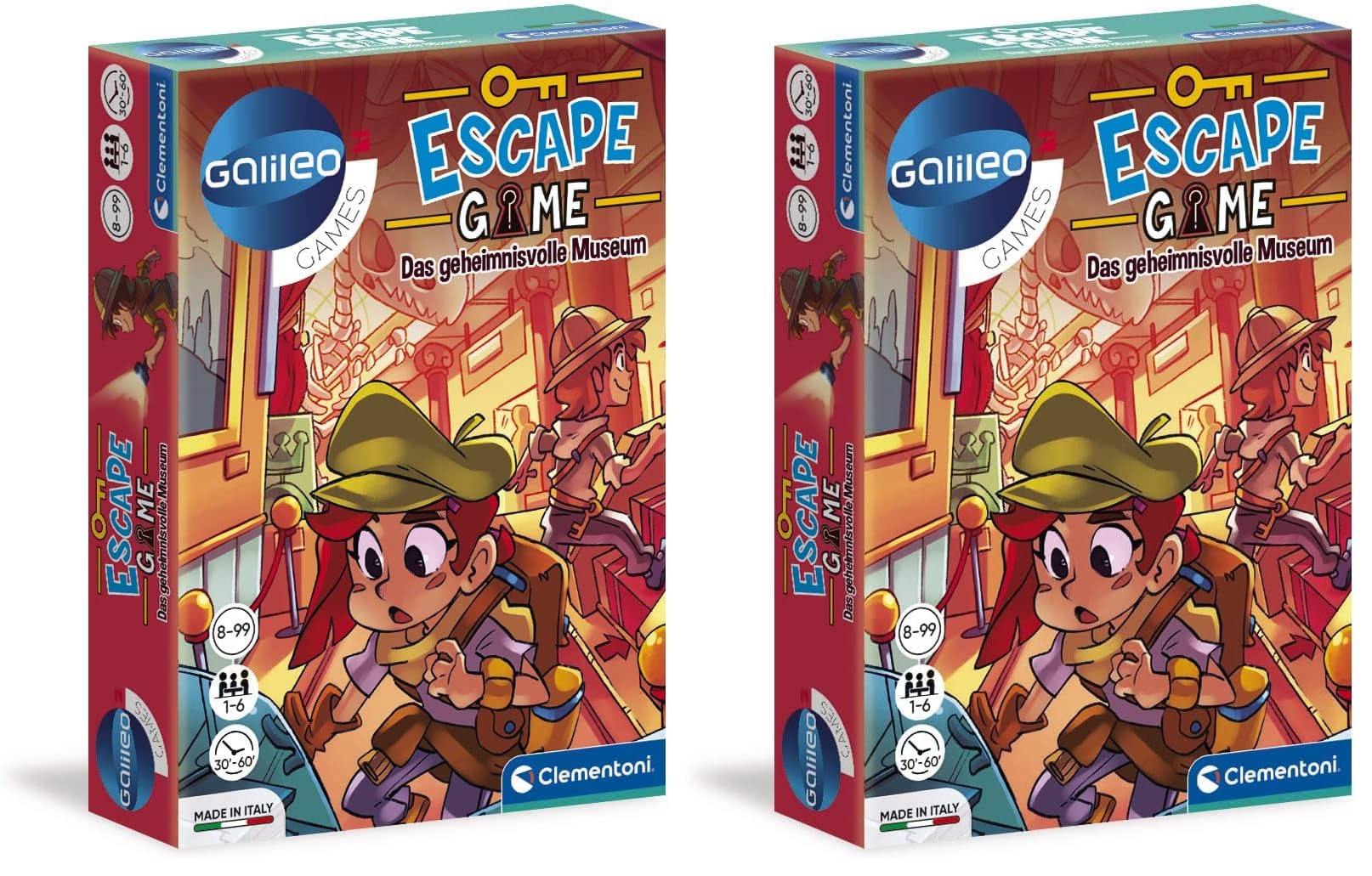 Clementoni Escape Game - Das geheimnisvolle Museum - Gesellschaftsspiel zum Knobeln & Rätseln inkl. Hinweiskarten und Requisiten - Familienspiel ab 8 Jahren 59227 (Packung mit 2)