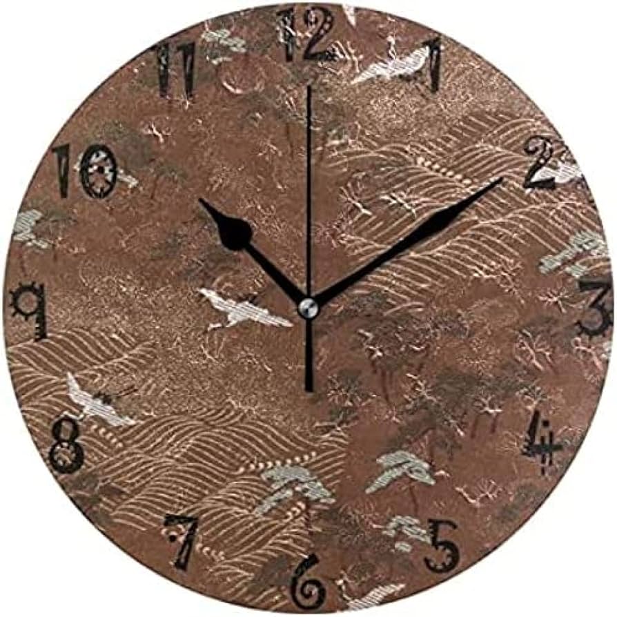 Amazon.co.jp: 壁掛け時計鳥の木クレーン日本の円形壁掛け時計丸
