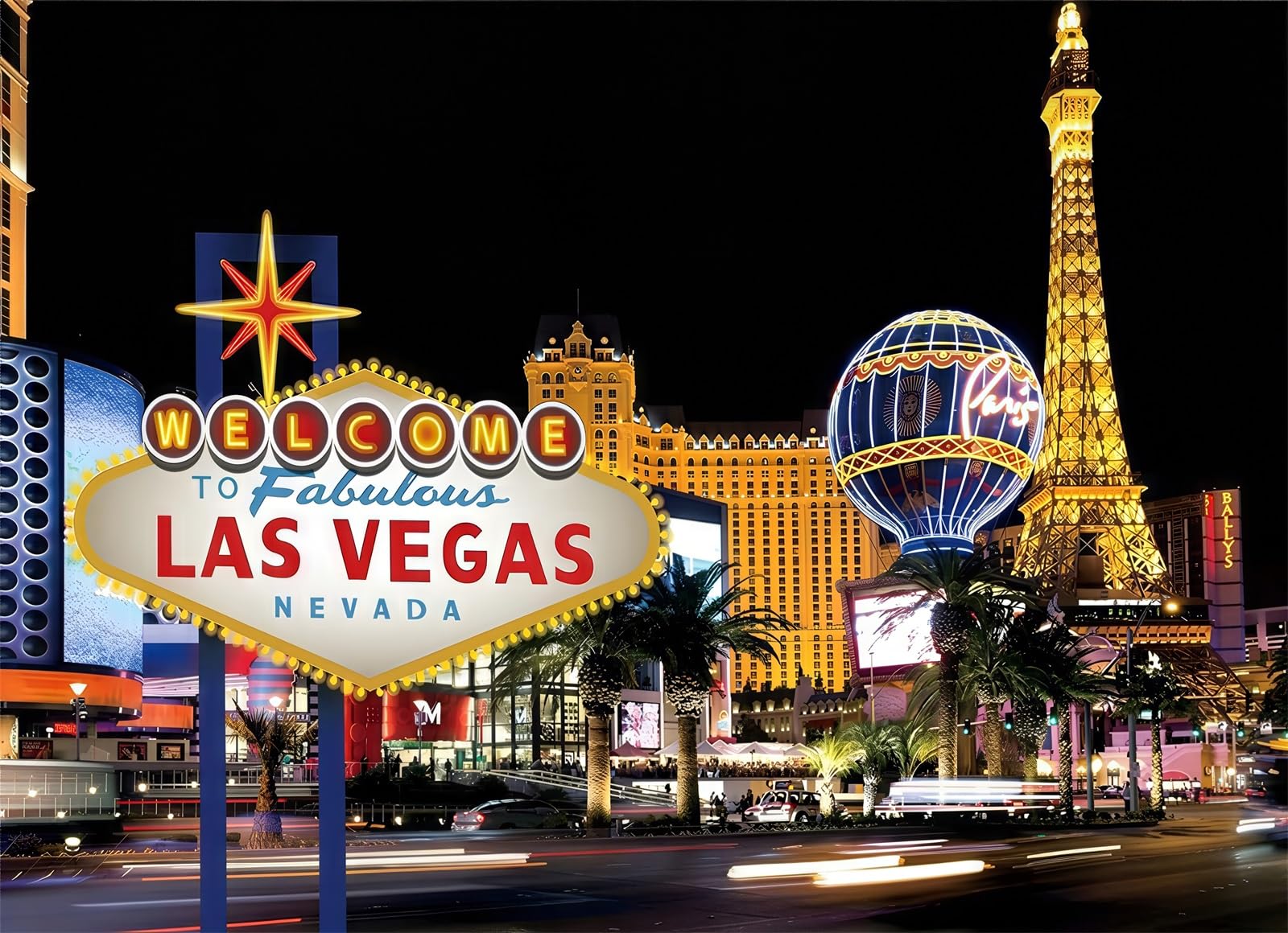 Las Vegas Backdrop 7x5ft Welcome to Never Sleep City Las Vegas Nevada Sign Background Banner Casino Theme Party Decorations Vegas Photo Booth Props