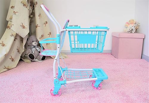 Miniatura 8 de KOOKAMUNGA KIDS Carrito de compras de juguete con cesta de mano extraíble  Carrito de comestibles realista 2 en 1 para niños con soporte de asiento