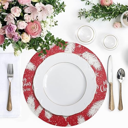 Miniatura 5 de White Pine Branches Red Dinner Table Placemats, Heat Resistant Non Slip Washable Dinner Mat for Kitchen one sizex1