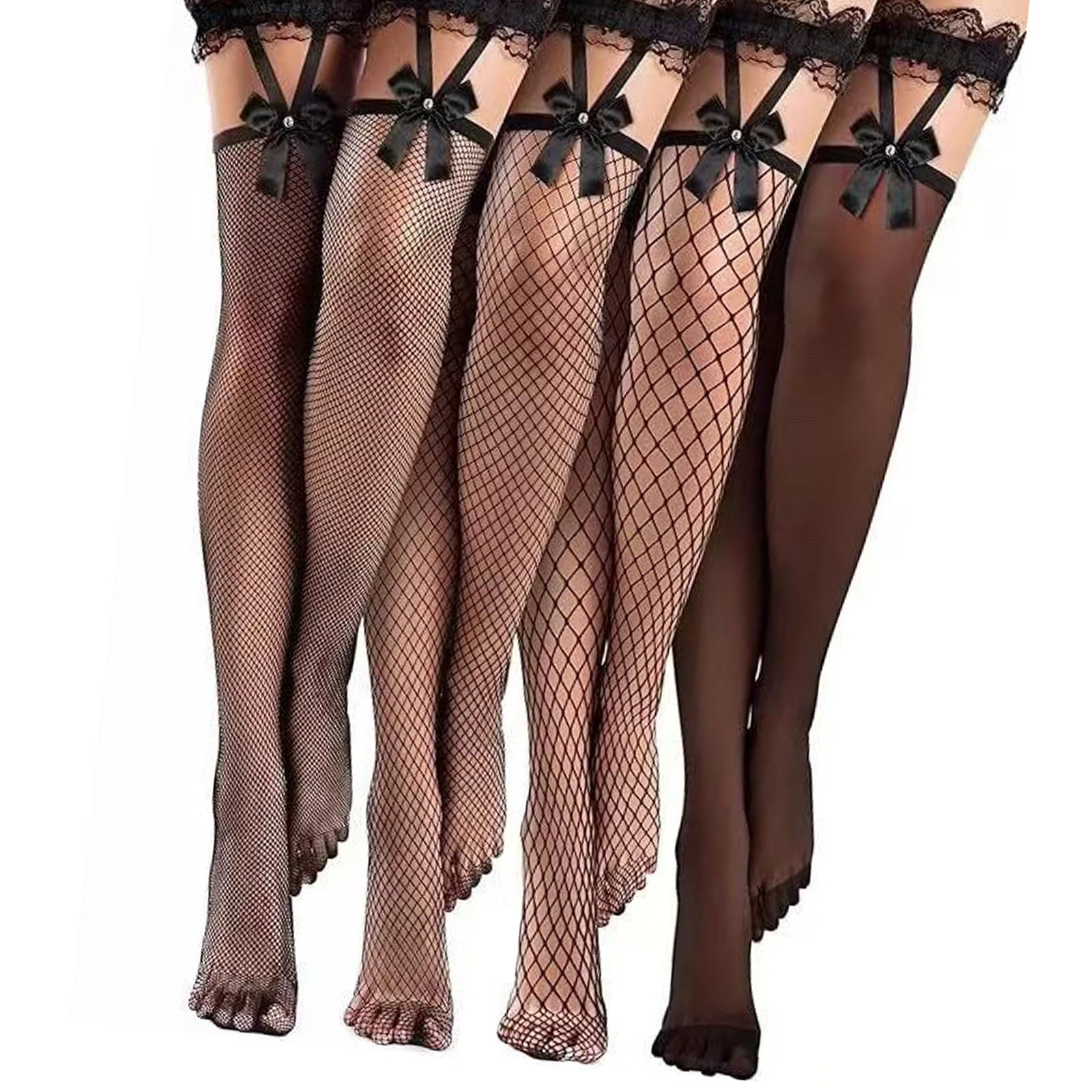 Medias de red para mujer con liguero anticaída y encaje suave 7
