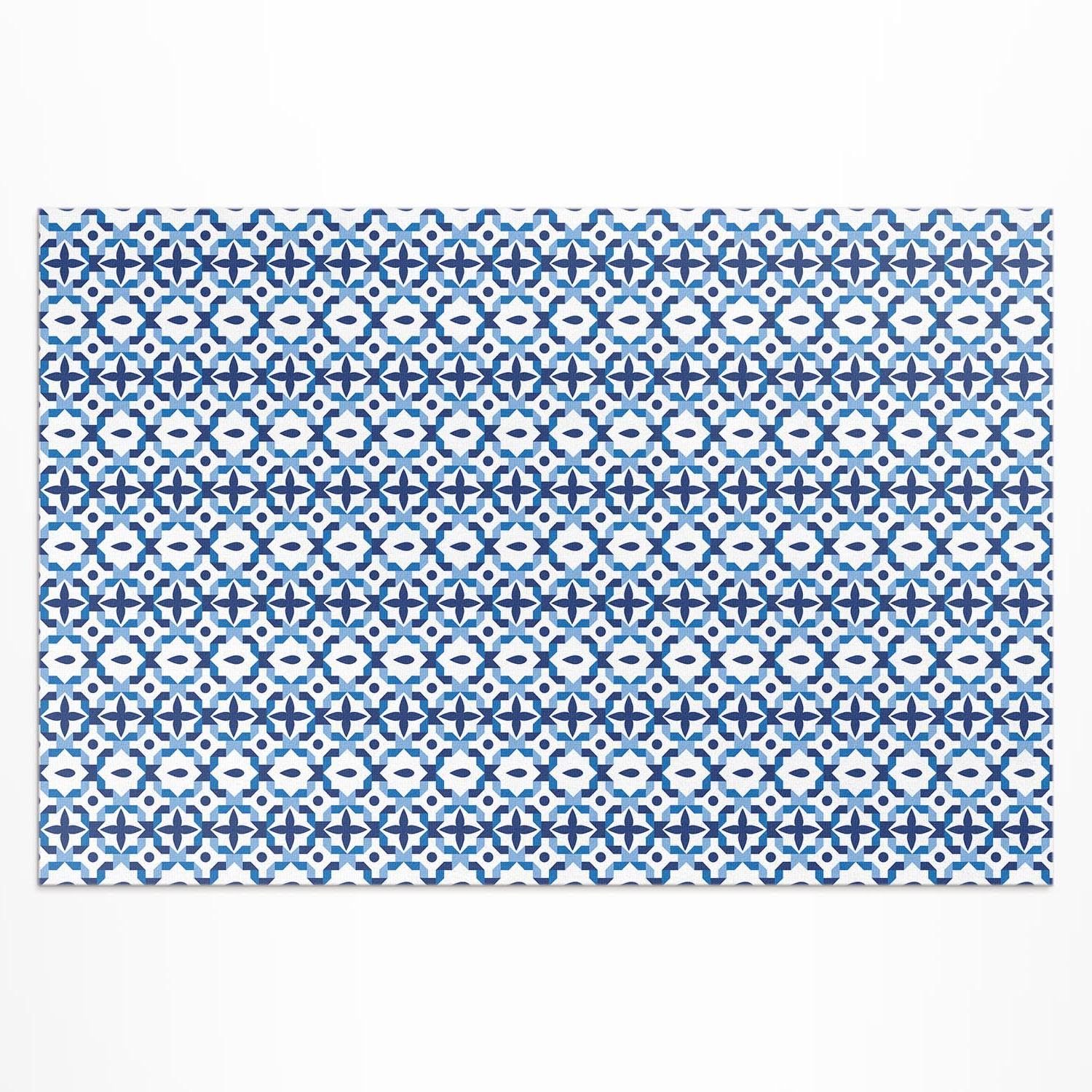 Tapis de sol vinyle 60x90 cm PVC extérieur pour balcon terrasse motif mosaïque espagnole