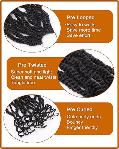 Miniatura 3 de Cabello senegalés de ganchillo con rizos 4, cabello senegalés para mujeres negras, 12 pulgadas, 8 paquetes de trenzas de ganchillo con extremos