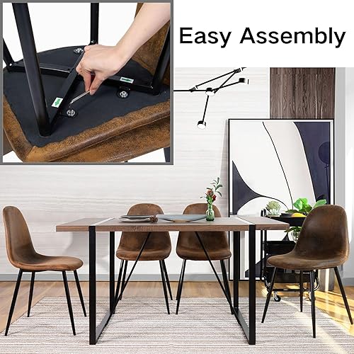 Miniatura 6 de Homy Casa Juego de 4 Sillas de Comedor, Estilo Moderno de Mediados de Siglo, Sillas Laterales de Comedor Sillas de Acento con Patas de Metal Negro,