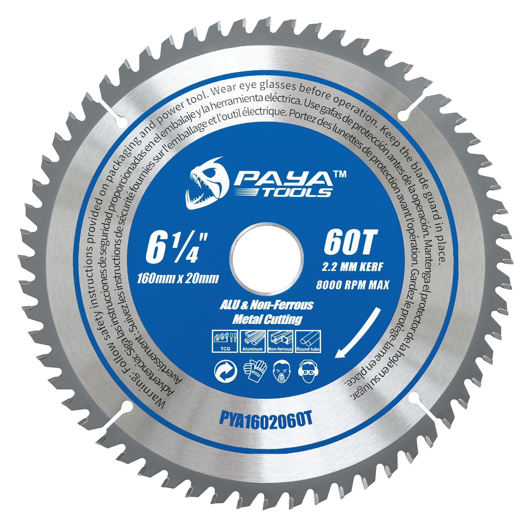 PAYA TCT Tungsten Carbide Circular Saw Blade for Aluminum,160mm x 20mm,1pc