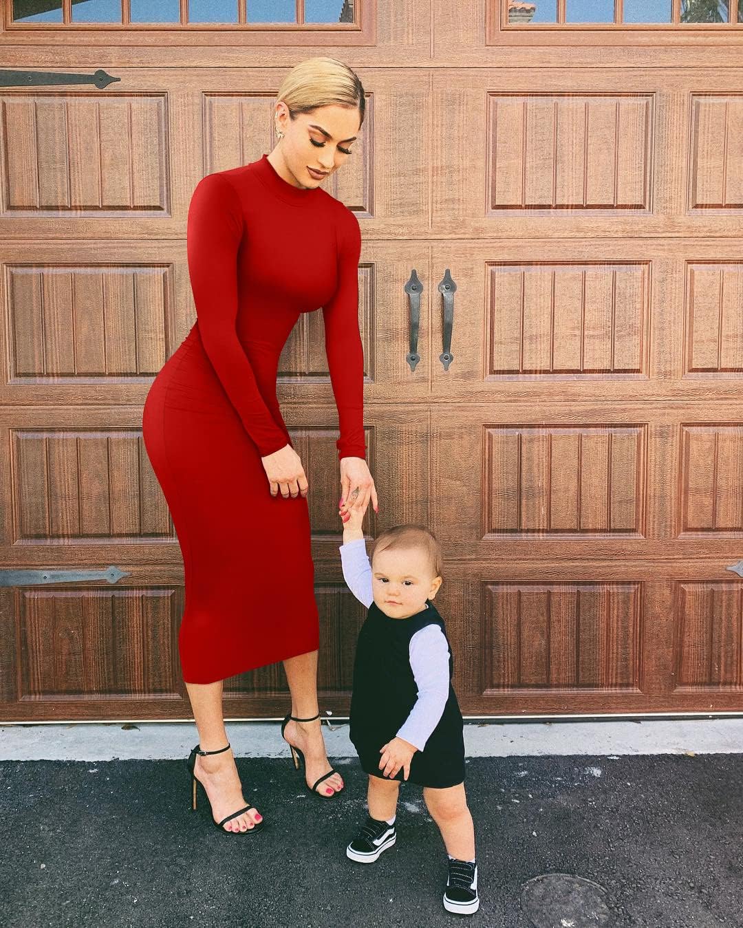 GOBLES Women's Elegant High Neck Long Sleeve Bodycon Midi Party Long Dress - Image 9