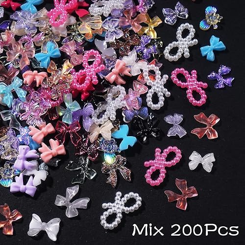 Miniatura 4 de 200 lazos 3D surtidos para uñas, varios colores, varios nudos, bonitos dijes de arte de uñas para manicura, manualidades, accesorios, joyería