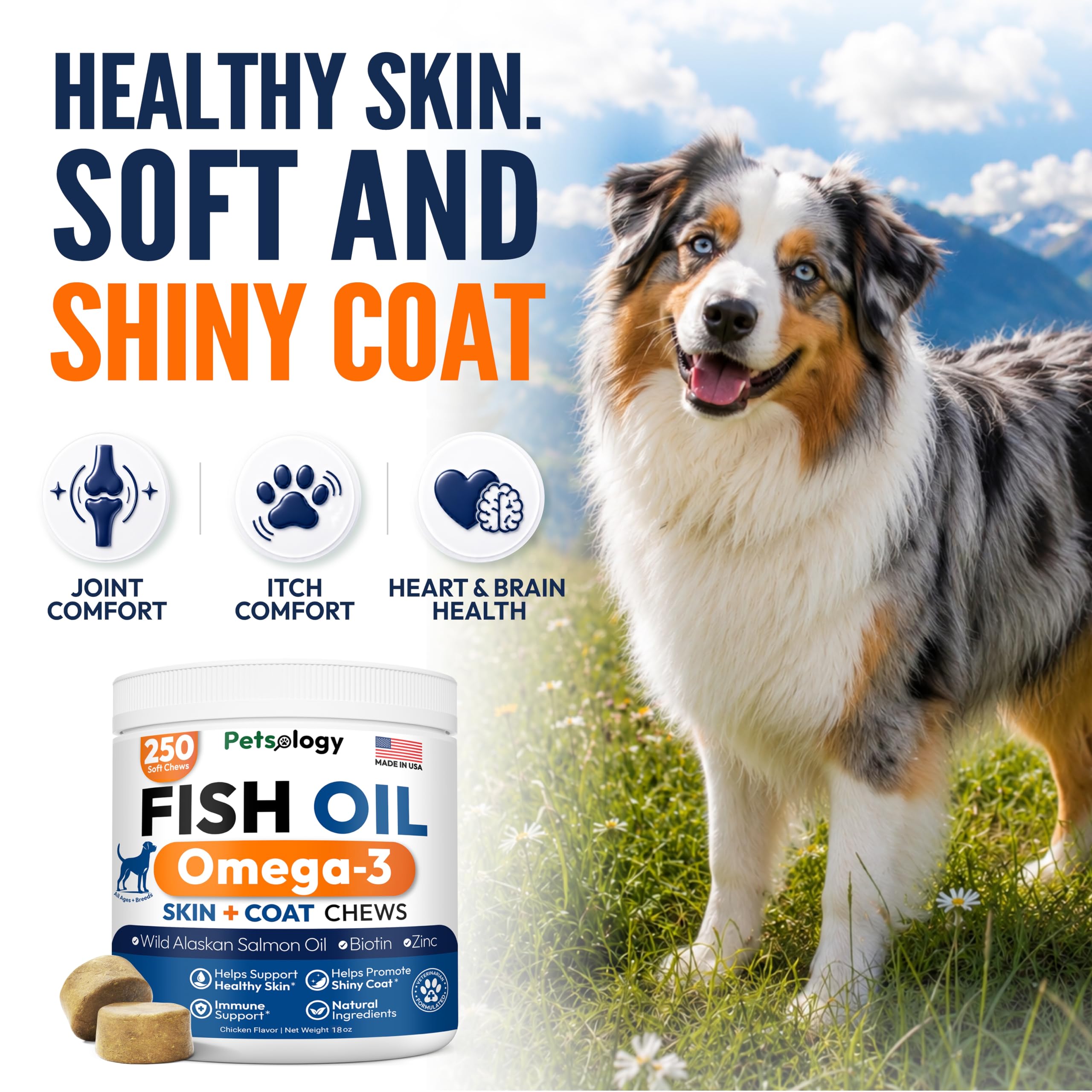 Omega 3 for Dogs - 250 Fish Oil Chews for Dog Shedding & Allergy Relief — Amazon image 3