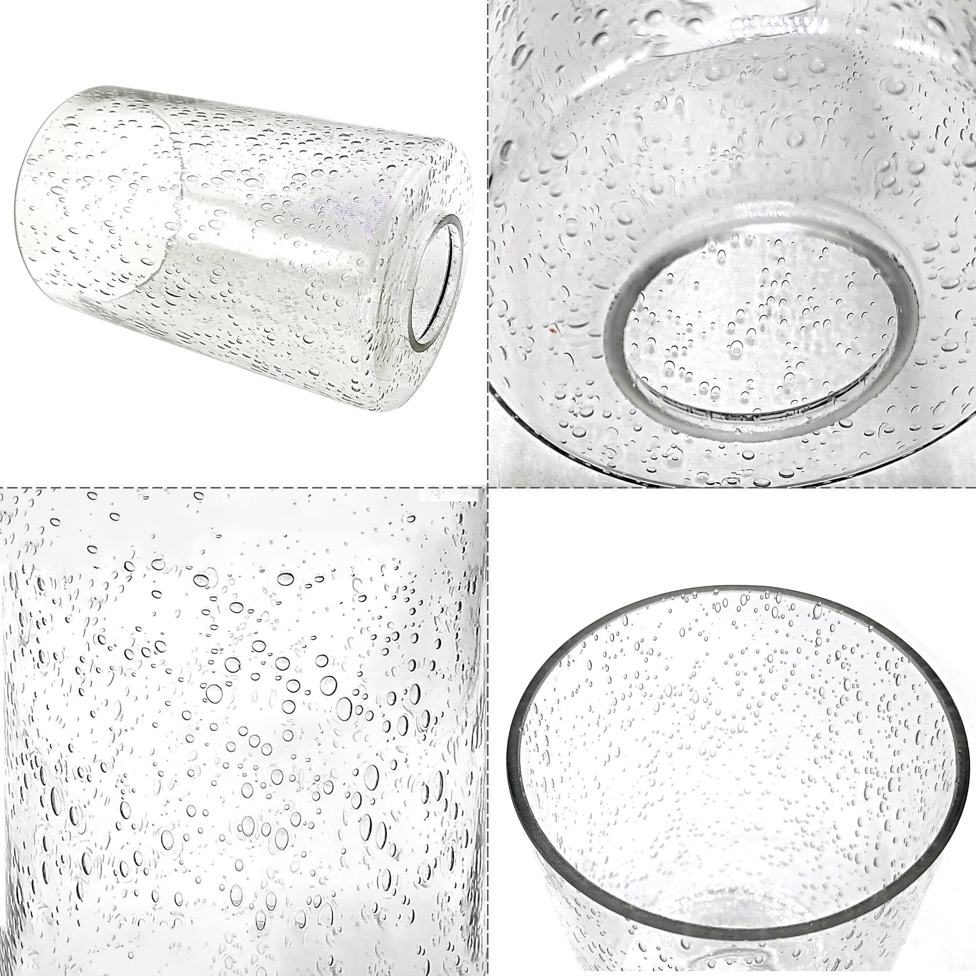 Reemplazo de pantalla cilíndrica de lentes de burbujas con adaptador de 1-5/8 pulgadas, accesorio de iluminación, globos de vidrio transparente, 1 paquete 4
