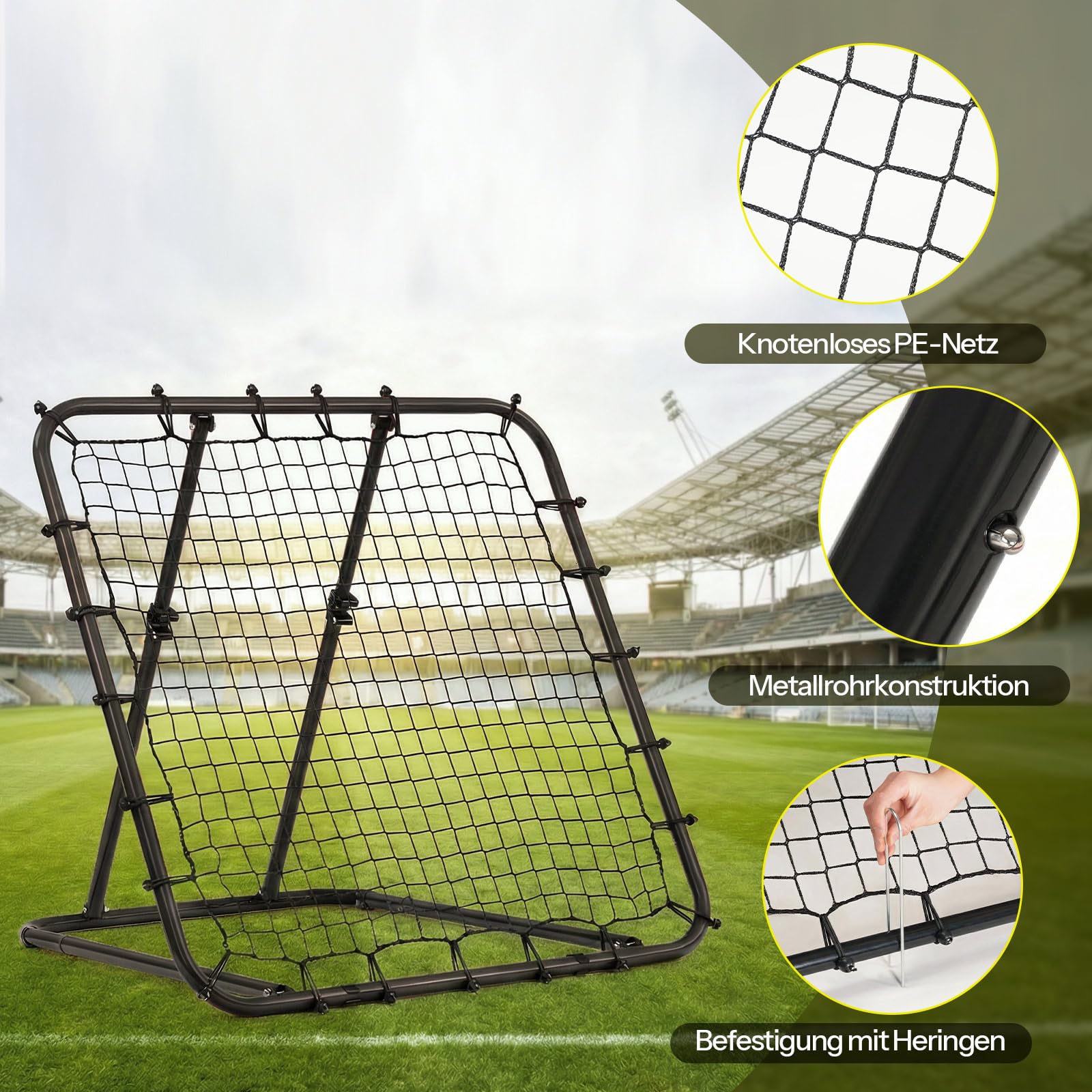 LARMNEE Rebounder für Fußball, Fußball Rebounder, Fussball Rebounder, Höhenverstellbar, Fußbälle Training Ausrüstung, 100 x 85 x 100 cm, für Sportplatz