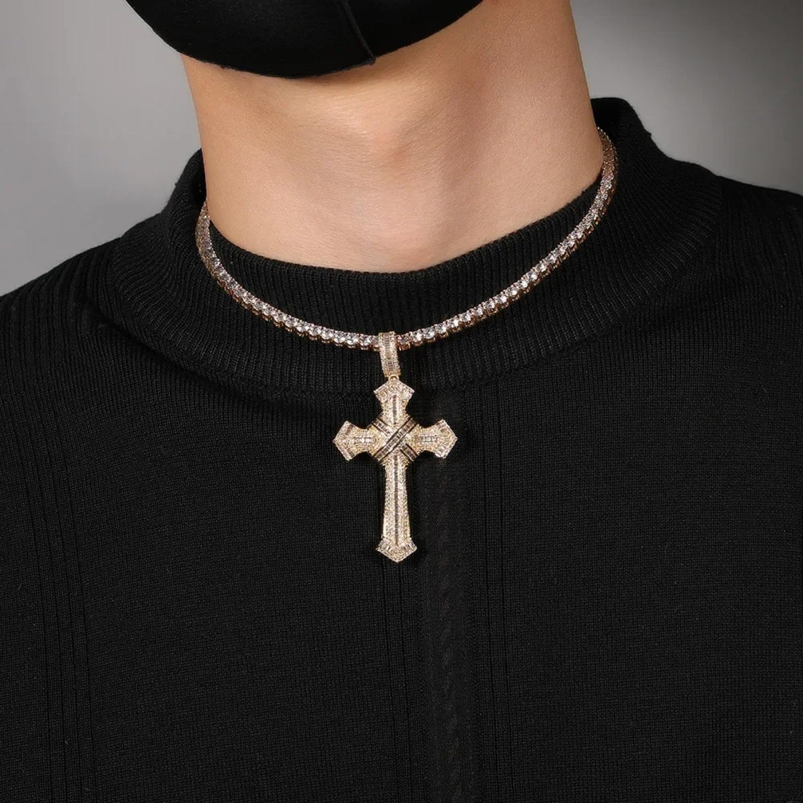 Necklace Halskette Ketten Schmuck Herren Frauen Anhänger Necklaceretro Kreuz Halsketten Männer Street Dance Religiöse Gebet Liebhaber