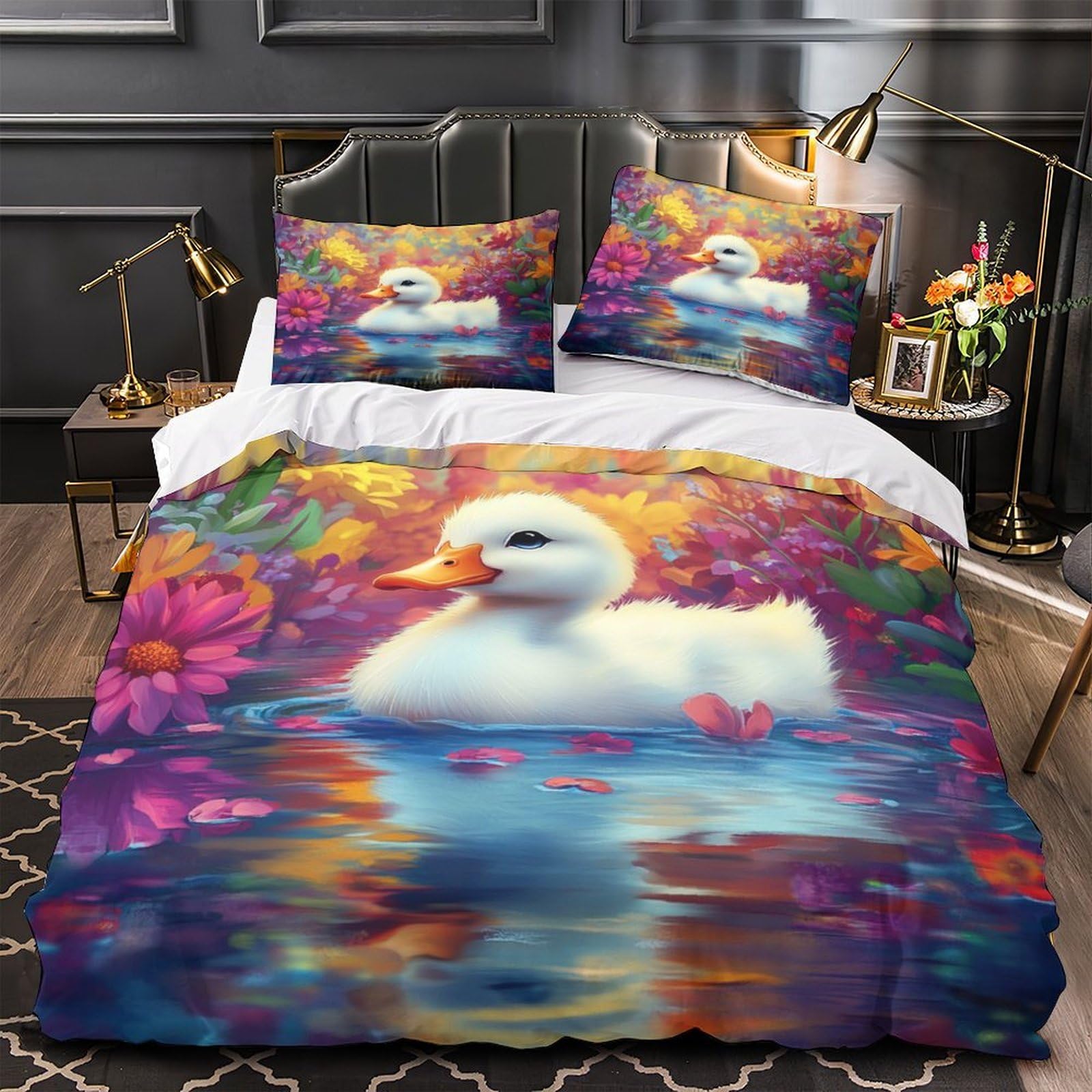 Housse de couette petit caneton 3D 200x200 microfibre