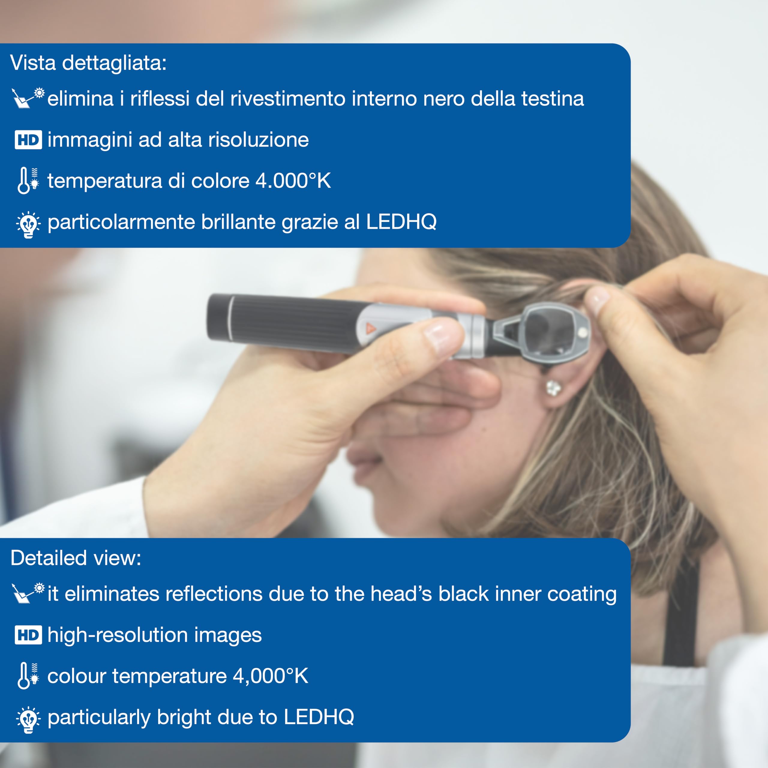HEINE - Mini otoscopio médico profesional 3000 LED 2,5 V DIRECT, negro