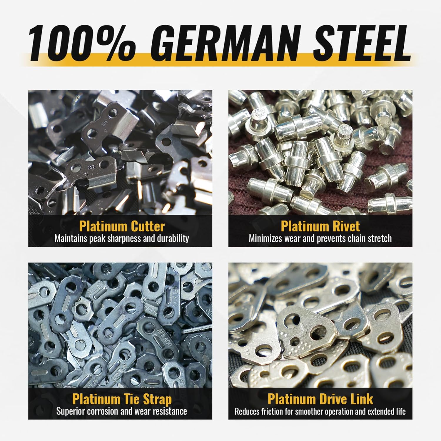 3 Pack 20 Inch Chainsaw Chain 76 Drive Links, .058" Gauge, .325" pitch, Semi-Chisel Chain Saw Chains for Husqvarna, Craftsman, Poulan, Greenworks and More Chainsaw Brands