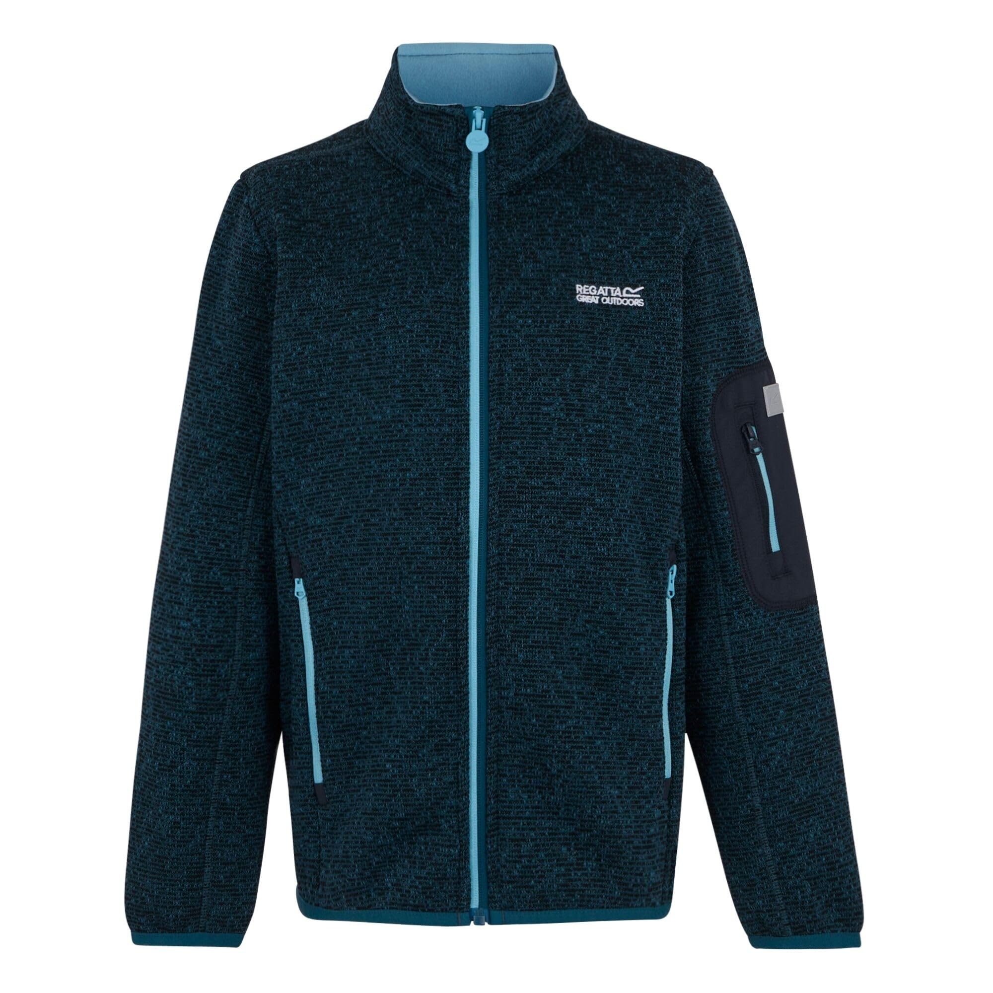 Regatta Kids Newhill Full Zip Marl Fleece Reflective Stretch Winter Layer Jacket Top