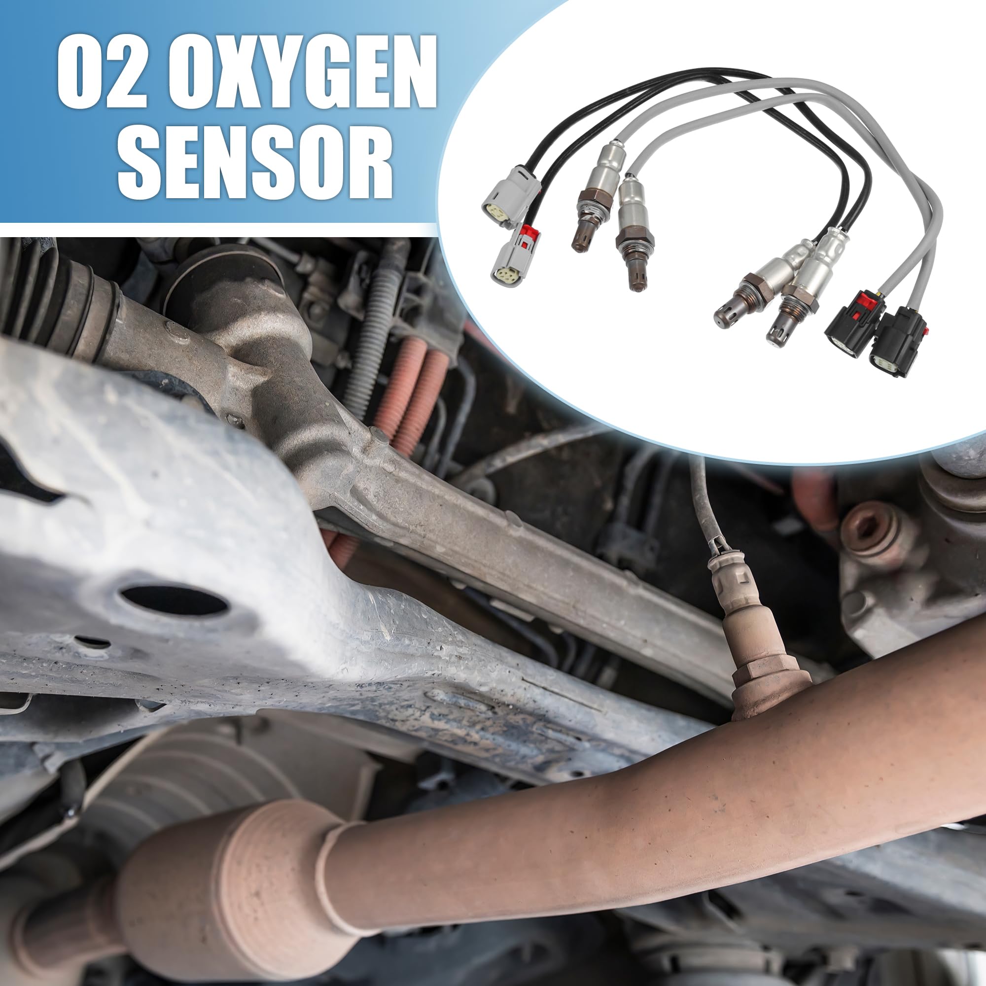 A ABSOPRO Sensor De Oxígeno O2 Para Ford Transit-150 2016-2019 1Pc | Plástico, Metal, Negro, Tono Plateado, Gris, M18X1.5, 8.4X2.5Cm, Cable 38Cm, Para Ford E-350 2017-2019, Edge 2015-2018