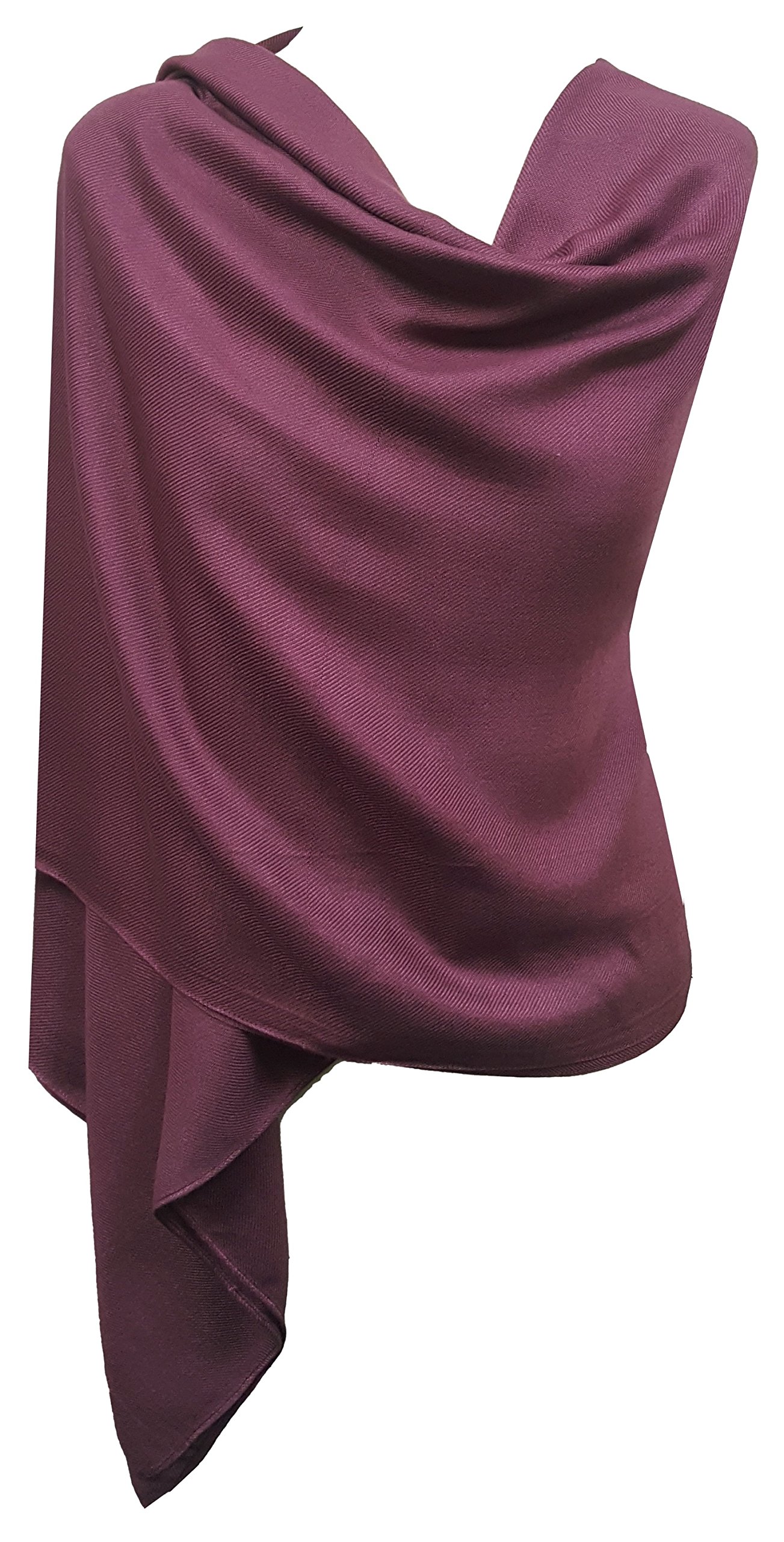 World Of Shawls Women's Cherry Pashmina To Go Unisex Plain Pashmina Scarf Shawl Stole Wrap High Quality 100% Viscose (Cherry)