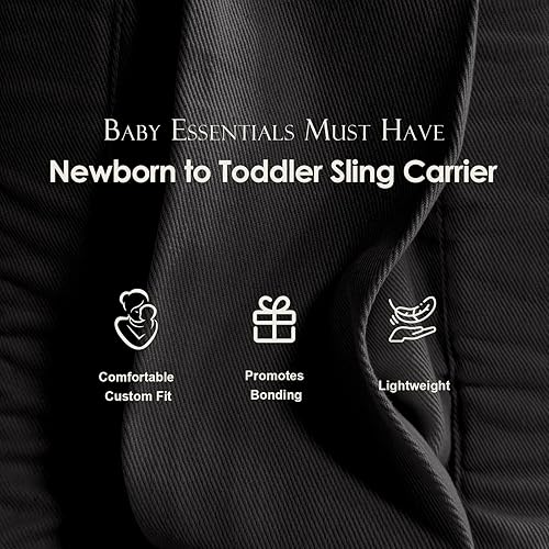 Miniatura 7 de Portabebés ajustable para recién nacidos a niños pequeños, para bebés de 7 a 40 libras, ligero con hebilla segura, color negro