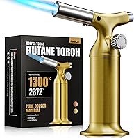 RAVS Copper Butane Torch Lighter - Adjustable Flame Creme Brulee Kitchen Torch for Cooking, Soldering, Refillable Gift for Chefs