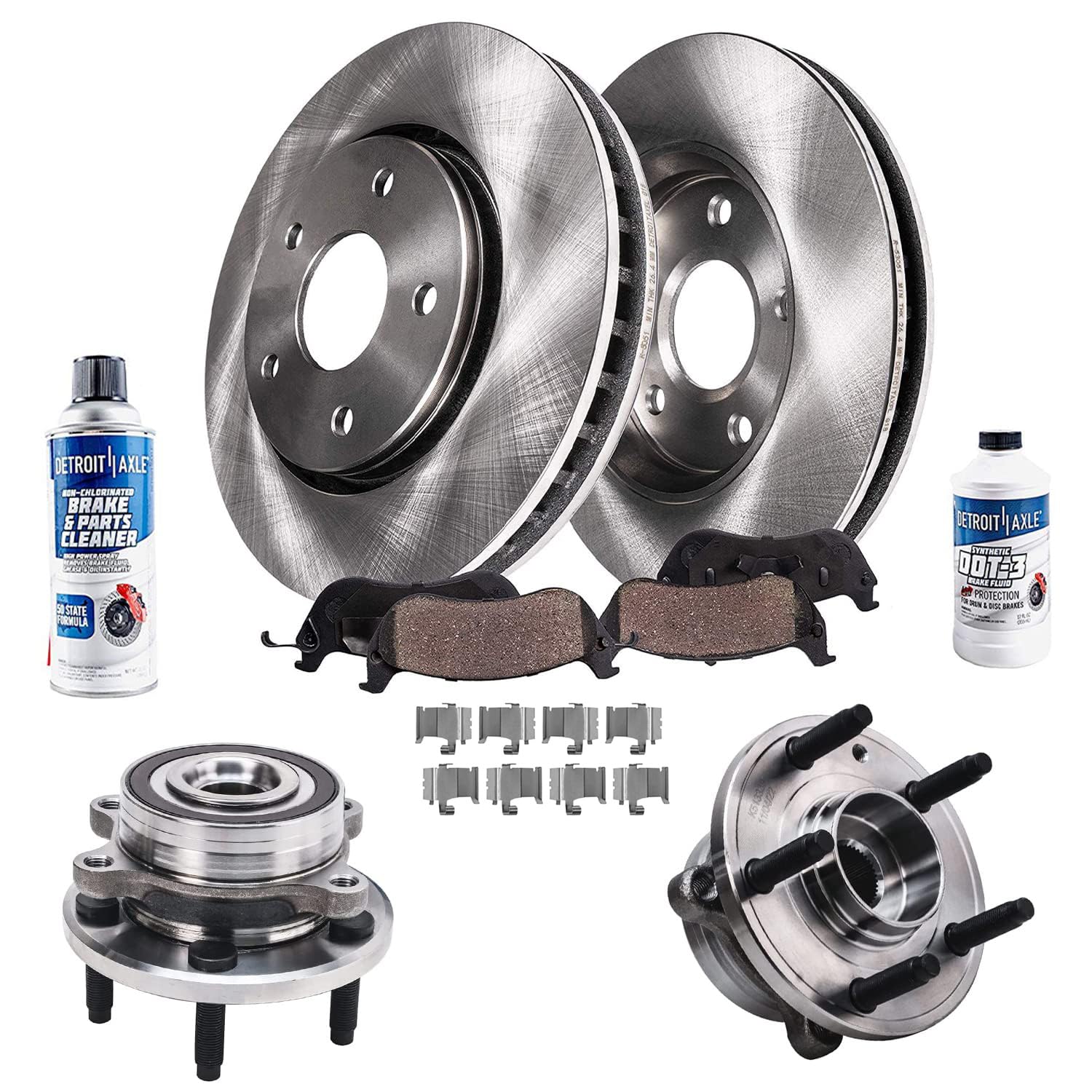 Detroit Axle - Front Brake Kit Wheel Bearing Hubs for 13-19 Ford Taurus