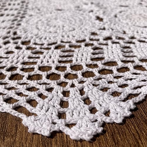 Miniatura 4 de Hsvanyr 15 x 23 pulgadas rectangular de algodón hecho a mano con ganchillo de encaje para mesa de café, tocador, bufanda, centros de mesa,