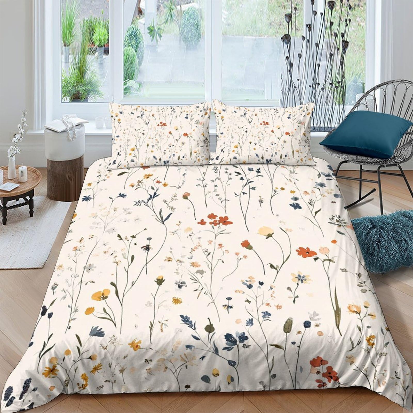 Ctjqhvkz Style-5 3D Printed Wildflower Meadow Fitted Sheet Microfiber Soft Floral Mattress Cover For Bedroom Guest Room Decor Easy Care Single（135X200cm）