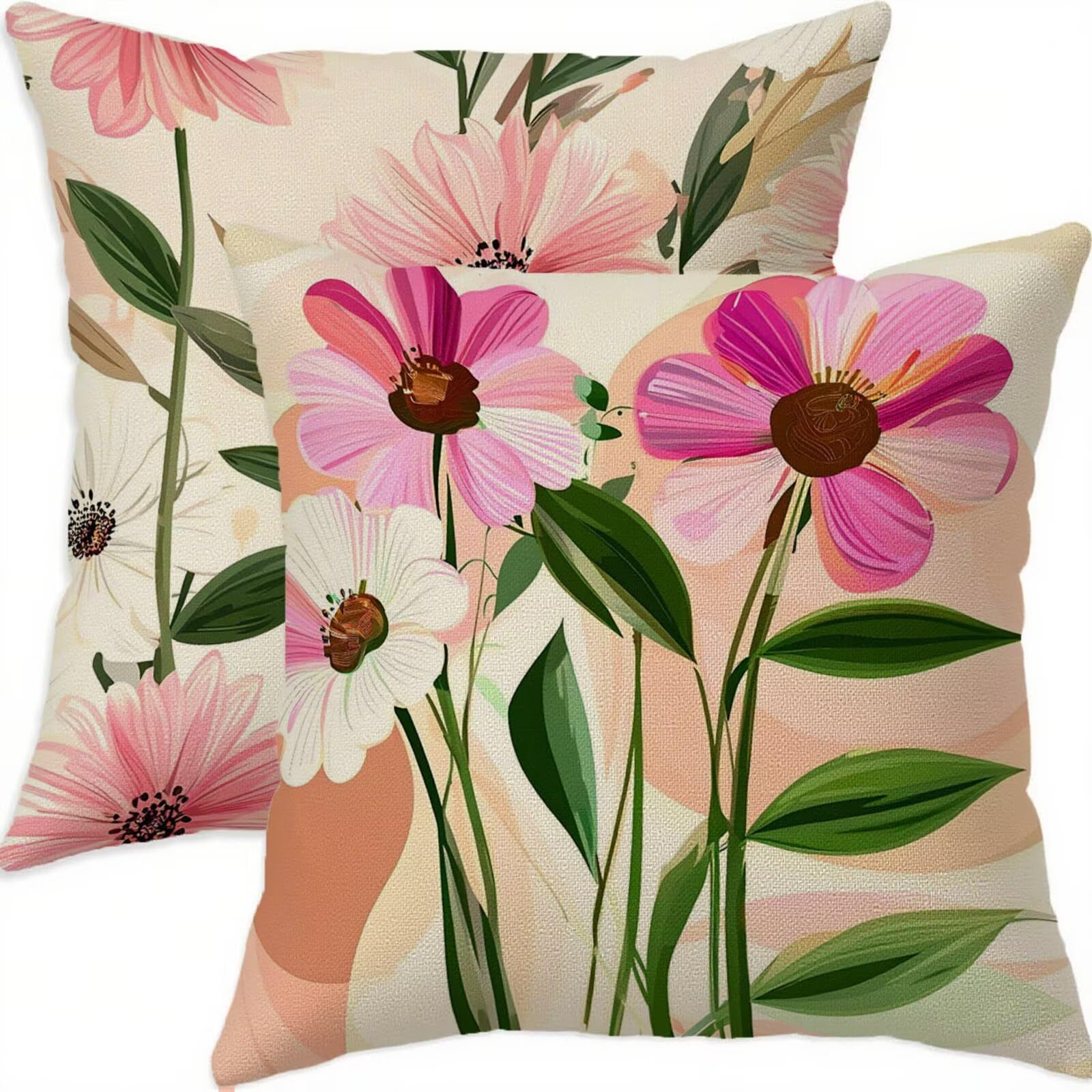 Taie oreiller rose 60x60 imperméable et housse coussin de salon