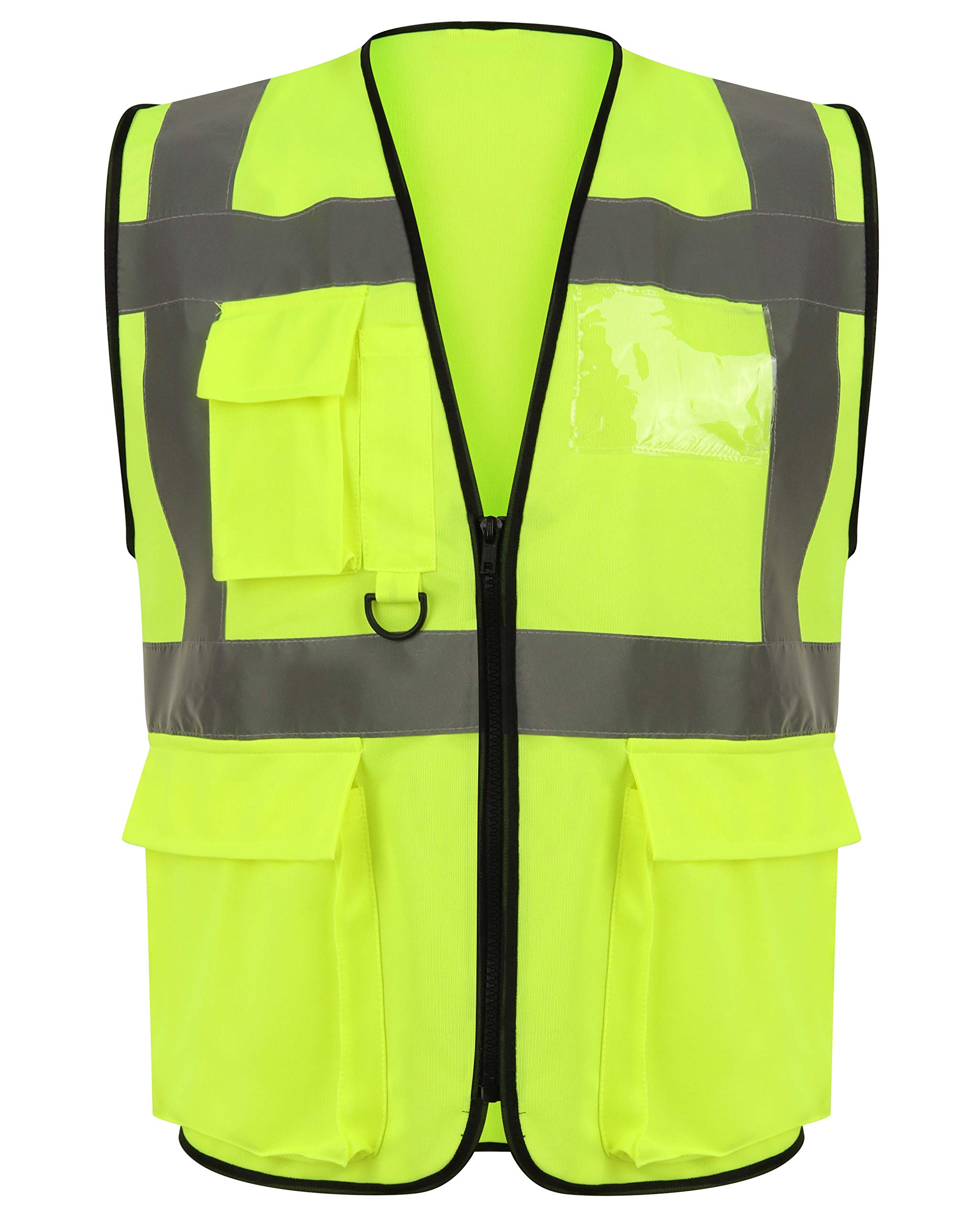 FAIRY BOUTIQUE® Hi Vis Viz Work Utility Sleeveless Executive Zip Vest High Visibility Reflective Safety Security Workwear Double Tape Lightweight Waistcoat Jacket Top (Yellow,XXL)